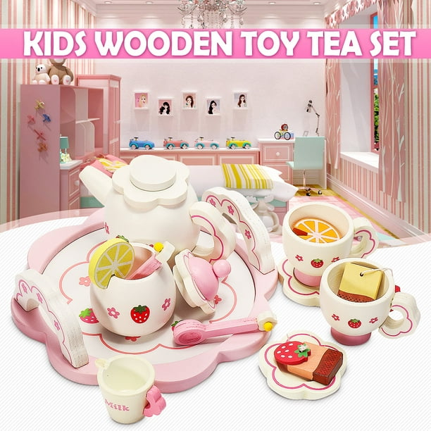Details about  / Wooden Tea Set /& Kitchen Condiment Kid Pretend Play Food Cook Developmental Toys